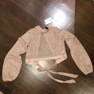 Open back sheer cropped top with balloon sleeves!